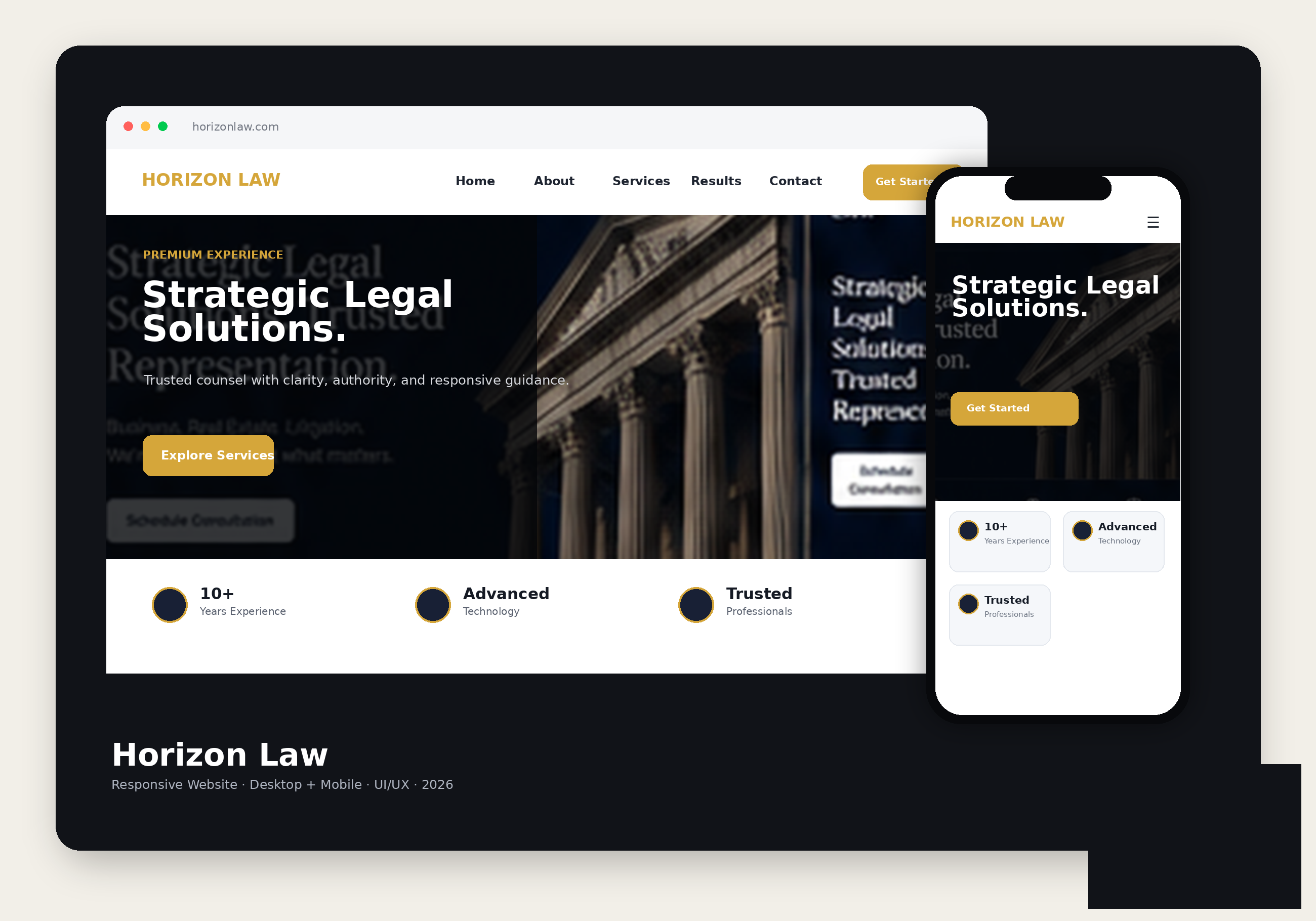 Horizon Law desktop and mobile website concept