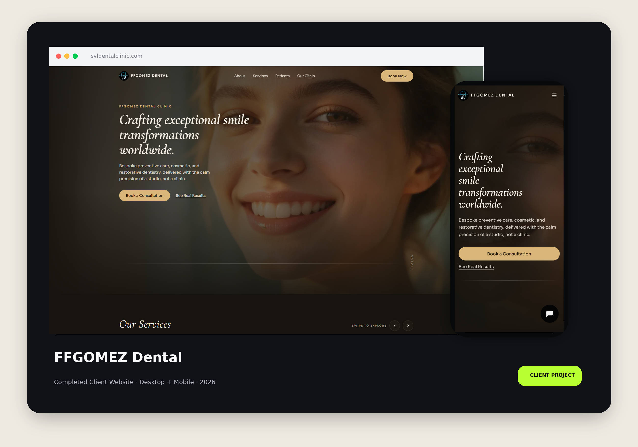 FFGOMEZ Dental desktop and mobile website presentation